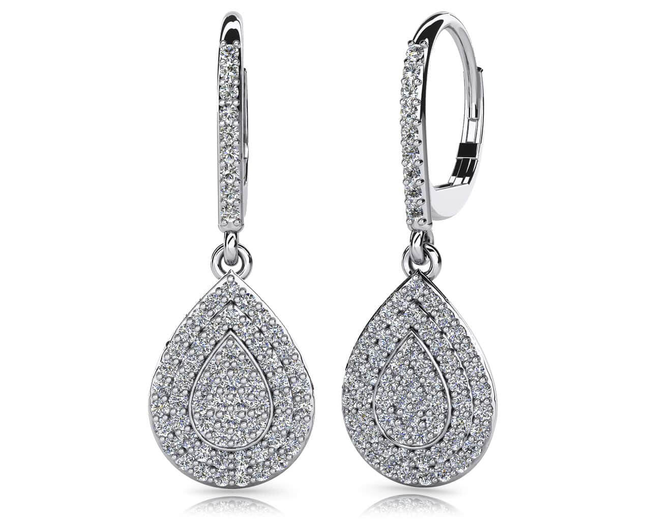Teardrop Diamond Drop Earrings Diamond with 1.09 ct.(finished) 1.2mm